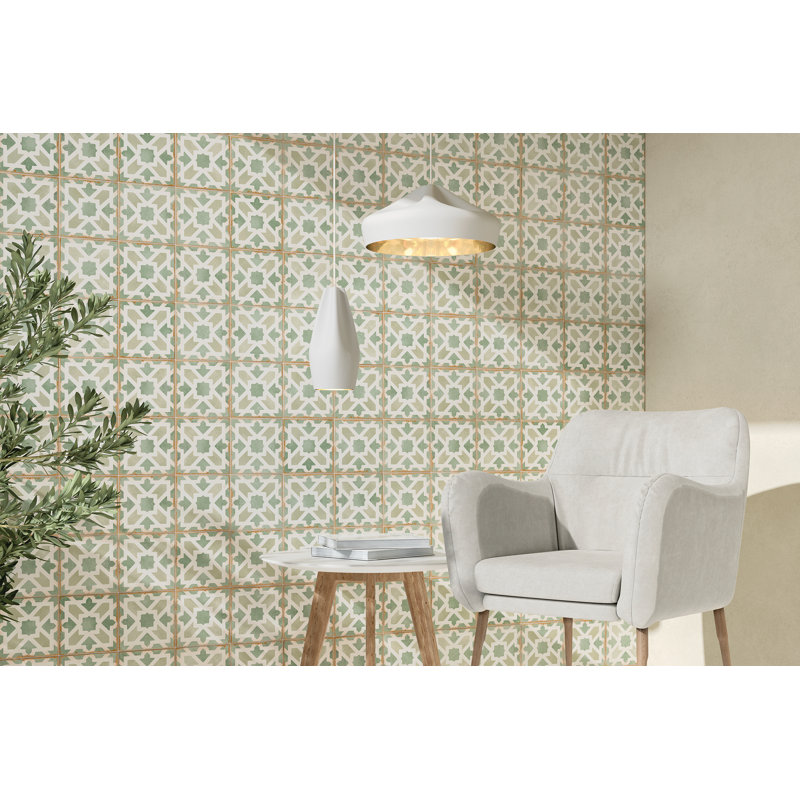 Casablanca 5" x 5" Ceramic Patterned Floor Use Tile, Malik