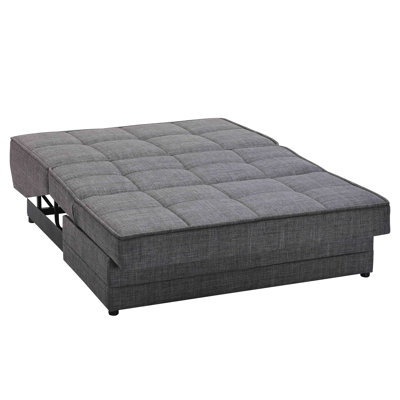 Convertible gris avec rangement - pour les petits dortoirs et tissu chenille de qualité, structure, expérience confortable, revêtement en tissu fonctionnel pour les espaces de vie, fabriqué en Turquie, dossier de siège confortable
