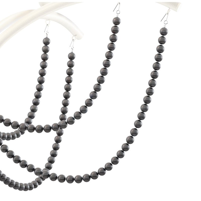 Priscilla 5 - Light Chandelier, Antique Silver/Dark Gray Pearl