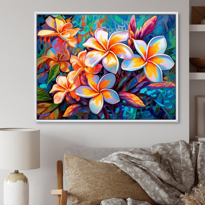 Art tropical sur toile, plumeria tropical