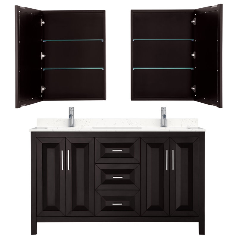 Daria 60'' W Double Vanity, Dark Espresso, Polished Chrome