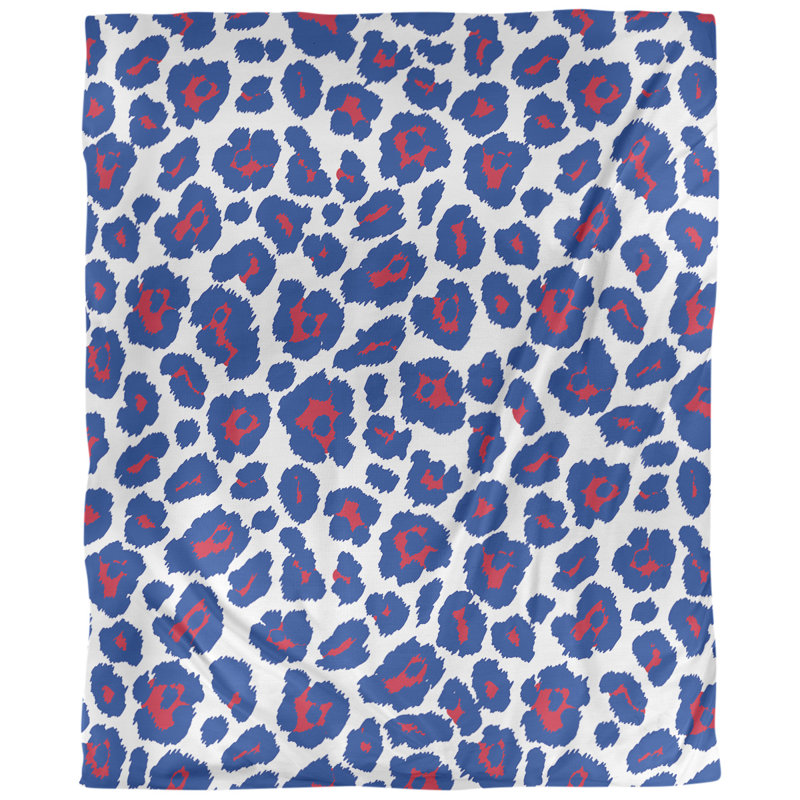 Housse de couette simple à imprimé léopard, Housse de couette pour très grand lit, Microfibre, Blanc / bleu / mauve foncé