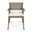  Chaises de salle à manger d'extérieur en bois d'acacia avec coussins résistants à l'eau Helen, dossier à lattes, gris, ensemble de 2