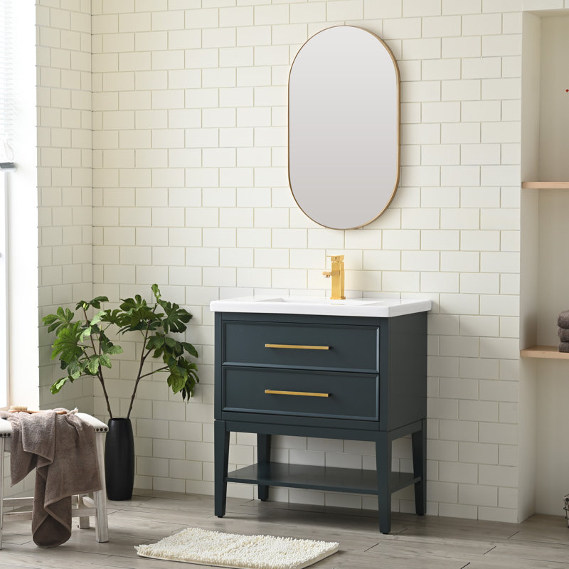 Ensemble de meuble-lavabo simple 30,13 po Brodnax, Bleu rétro
