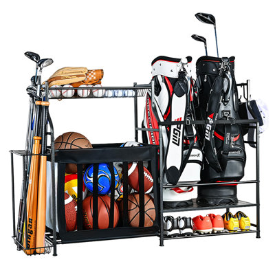Golf Bag Storage and Sports Gear Organizer for Garage