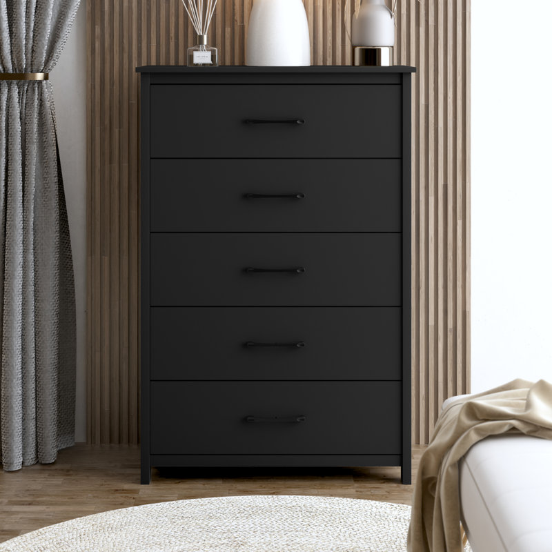 Commode 5 tiroirs Allysyn, Noir