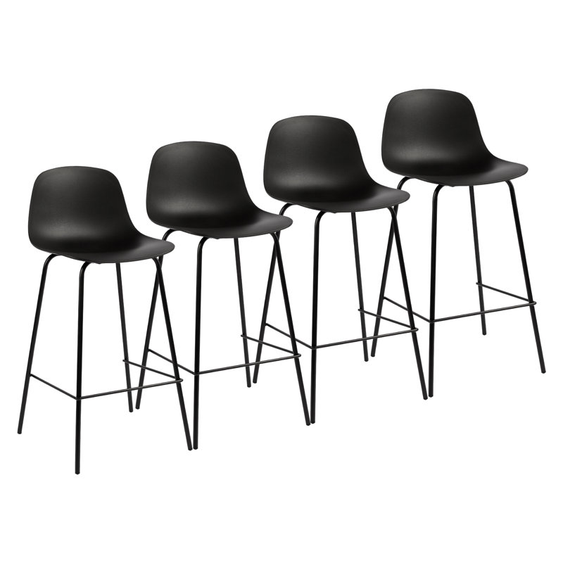 Tabouret de comptoir en polyuréthane à dossier bas H 26 po Botyo, Noir, 4