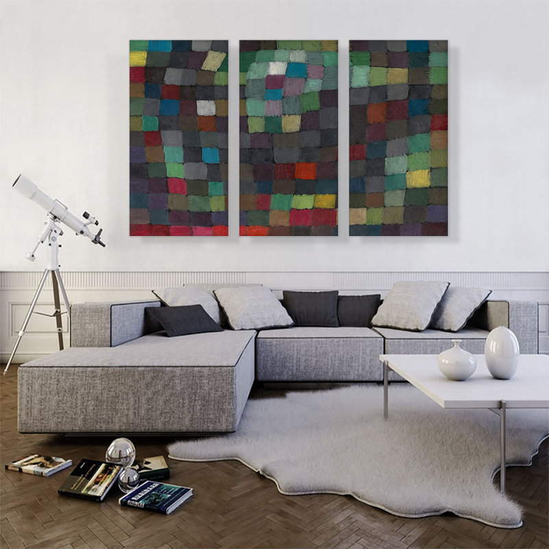 «May» par Paul Klee - ensemble de 3 reproductions sur toiles tendues, H 40 po x l 60 po x 1,5 po