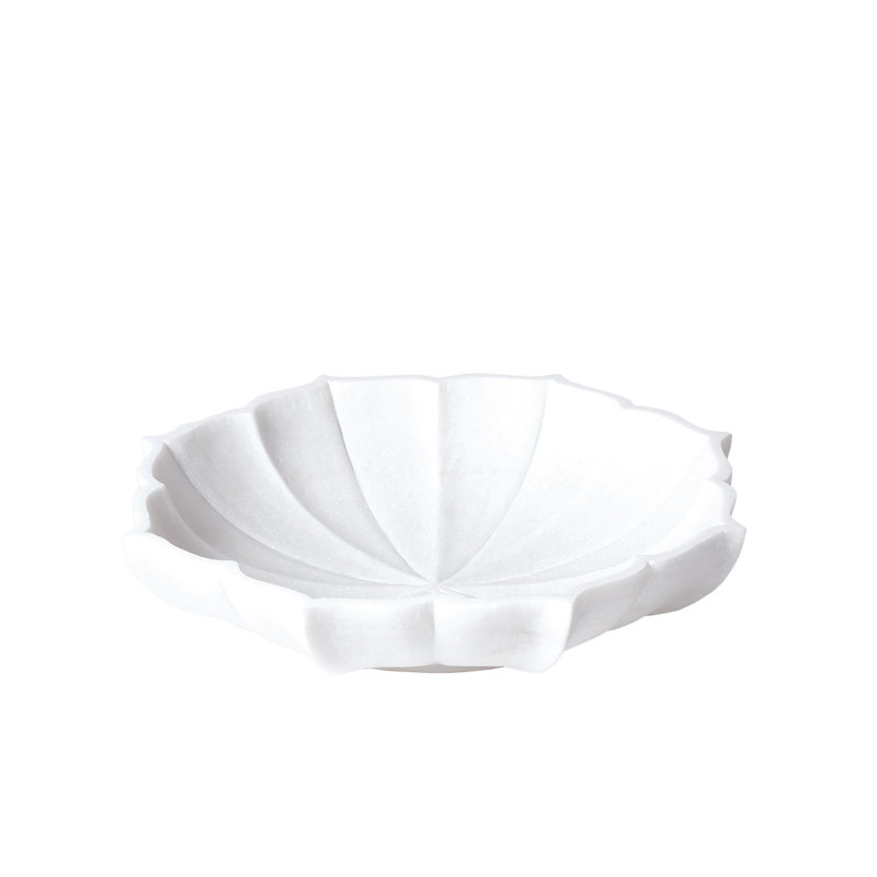 Marble Petal Bowl, 2.75" H x 15.25" W x 15.25" D