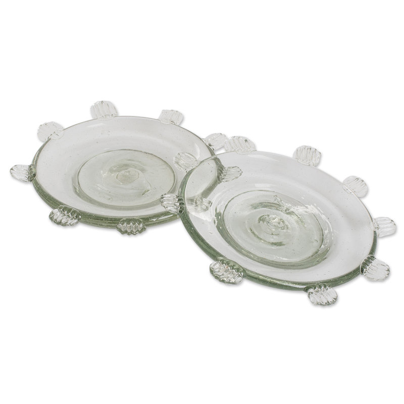 Assiettes à dessert en verre recyclé soufflé à la main Bungalow Rose (la paire)