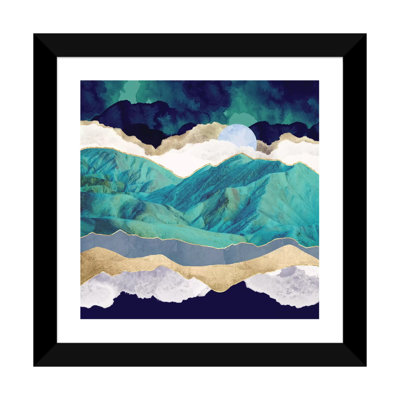 Montagnes bleu sarcelle - impression d'art graphique