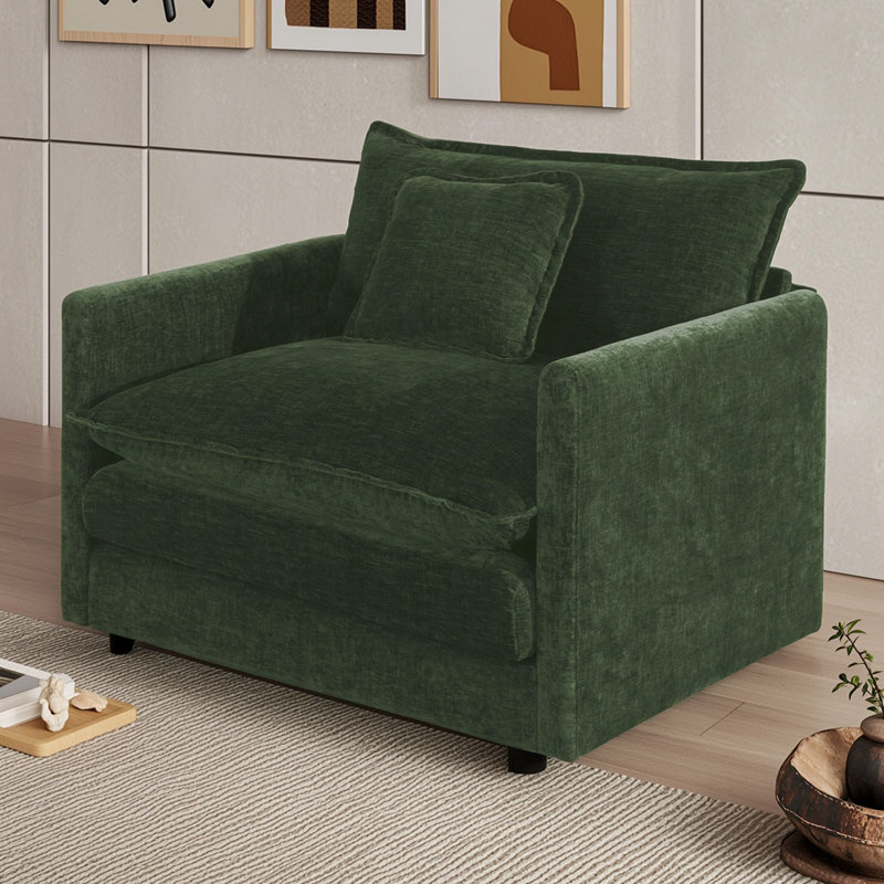 Modular Armchair with Toss Pillow, Green