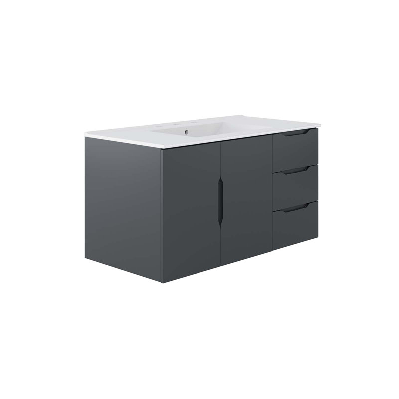 Modway Vitality 36" Bathroom Vanity, Gray, White