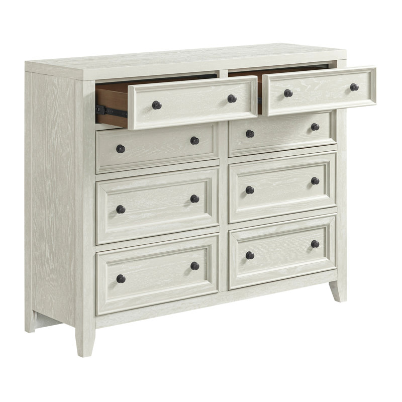 Commode 8 tiroirs Whitewash, Blanc
