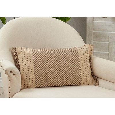 Housse de coussin décoratif moderne 100% coton Kantha Stitch Design 14 X 23 pouces, brun