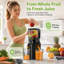 Extracteur de jus à pression froide avec goulotte d'alimentation de 6 pouces de large, extracteur de jus à mastication lente à haut rendement, moteur sans brosse silencieux et facile à nettoyer, presse-agrumes à légumes entiers, noir / argent