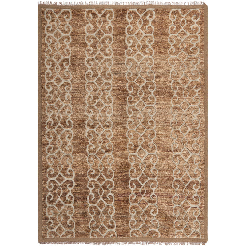 Rozalie Hand Knotted Wool And Jute Geometric Rug, Rectangle 2' x 3'