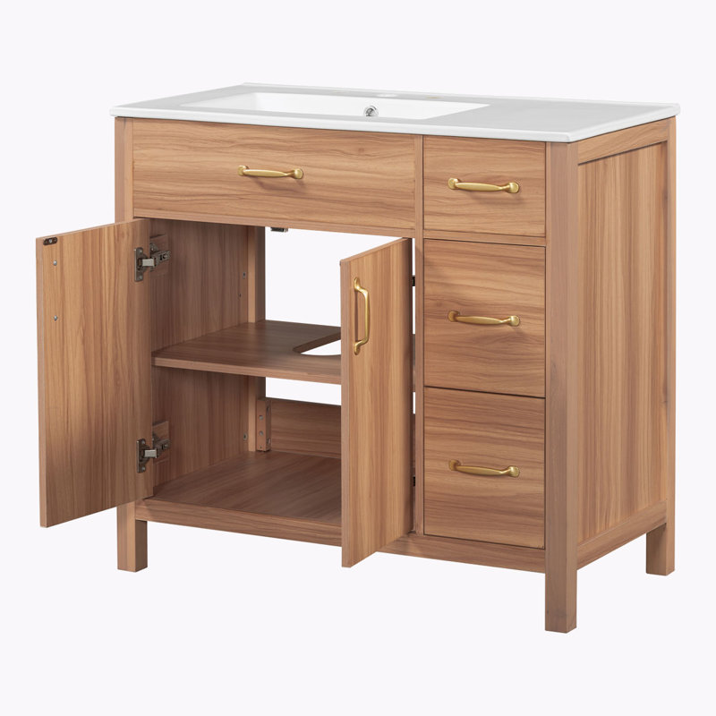 Meuble-lavabo de rangement avec lavabo en céramique
