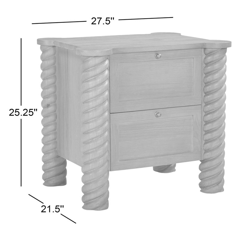 Treccia 2 Drawer Nightstand Oak