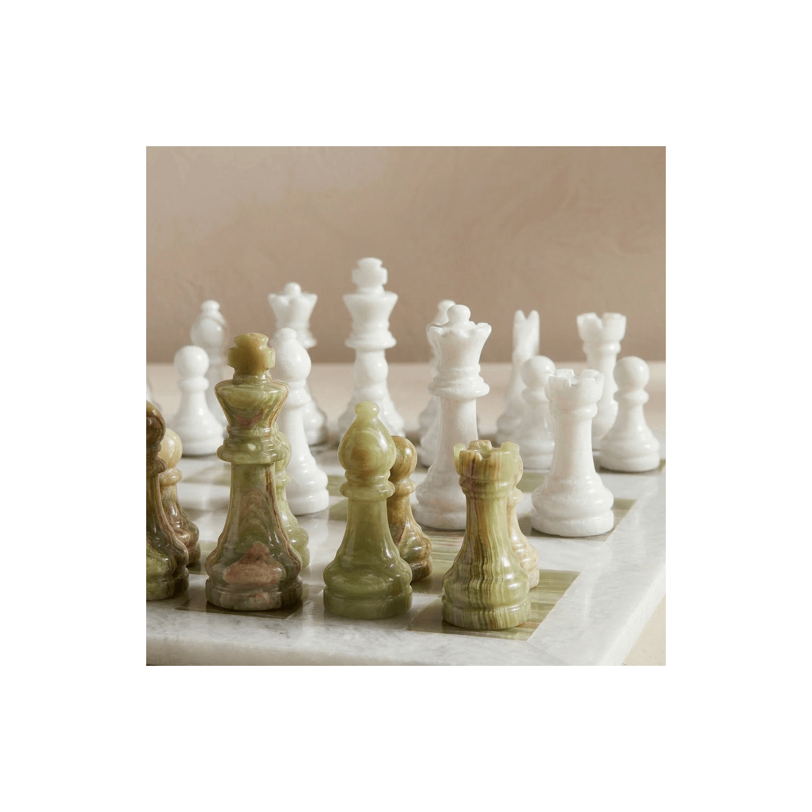 14" Handmade Marble Chess Set - Large Size Luxury Marble Chess Set With Elegant Gift, Onyx/White