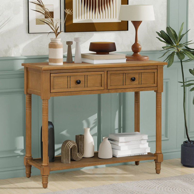 Colynn 35.5'' Traditional Design Console Table With Drawers, Natural