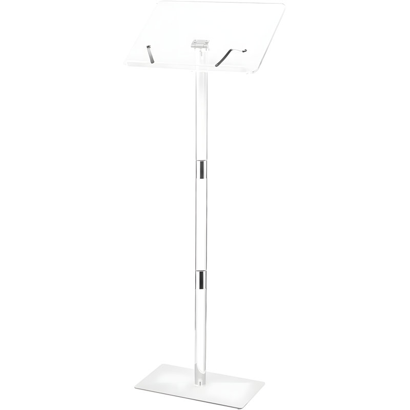 Support pour pupitre en acrylique de 43 pouces avec bureau inclinable réglable, bureau d'ordinateur portable sur pied pour les présentations, les salles de classe, les mariages et les conférences
