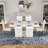 Modern 63" Faux Marble Dining Table Set with Spring-Supported PU Leather Chairs-117431216-117431217