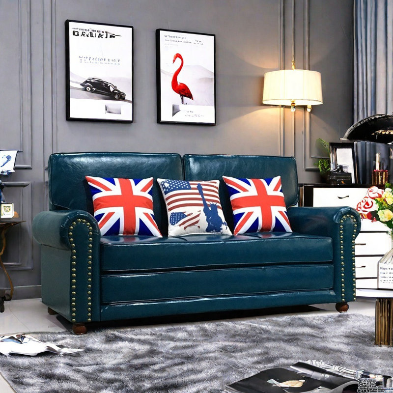 American Light Luxury Sofa Bed, Blue
