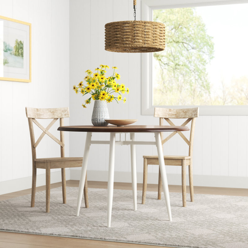 Savannah Ash Round Metal Base Dining Table