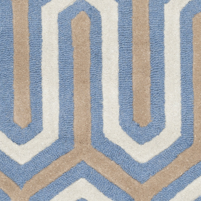 Ellicott Hand Tufted Wool Geometric Rug, Square 6'