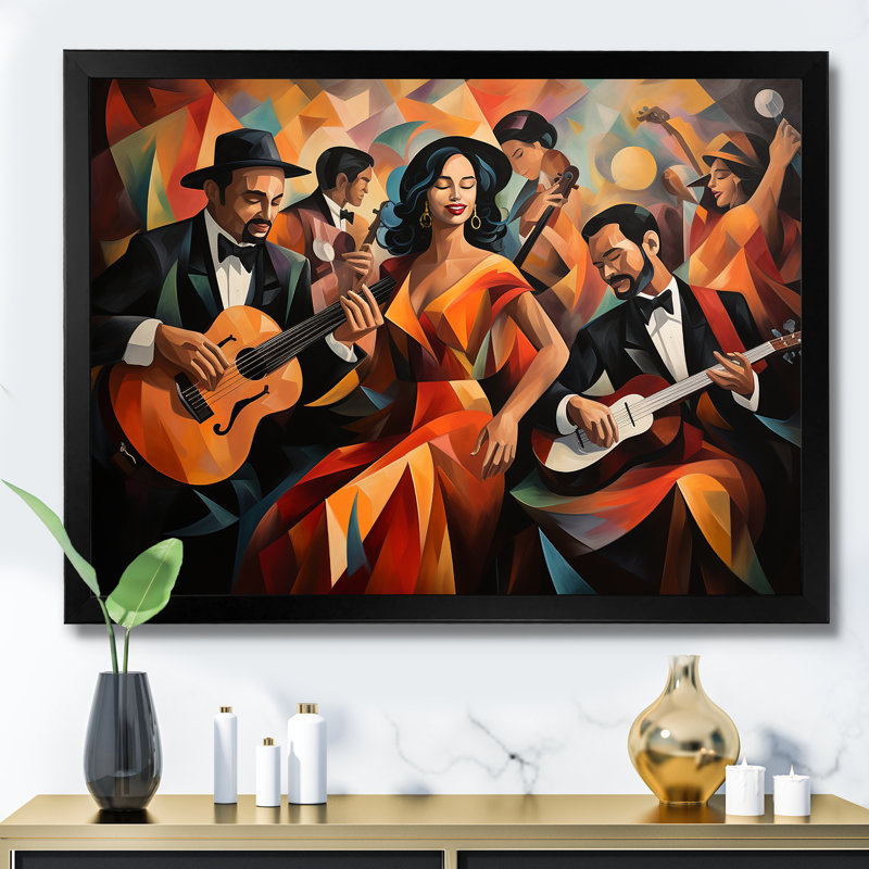 «Salsa Fiesta music latino célébration», reproduction d'art sur toile encadrée, Cadre d'angle fermé noir