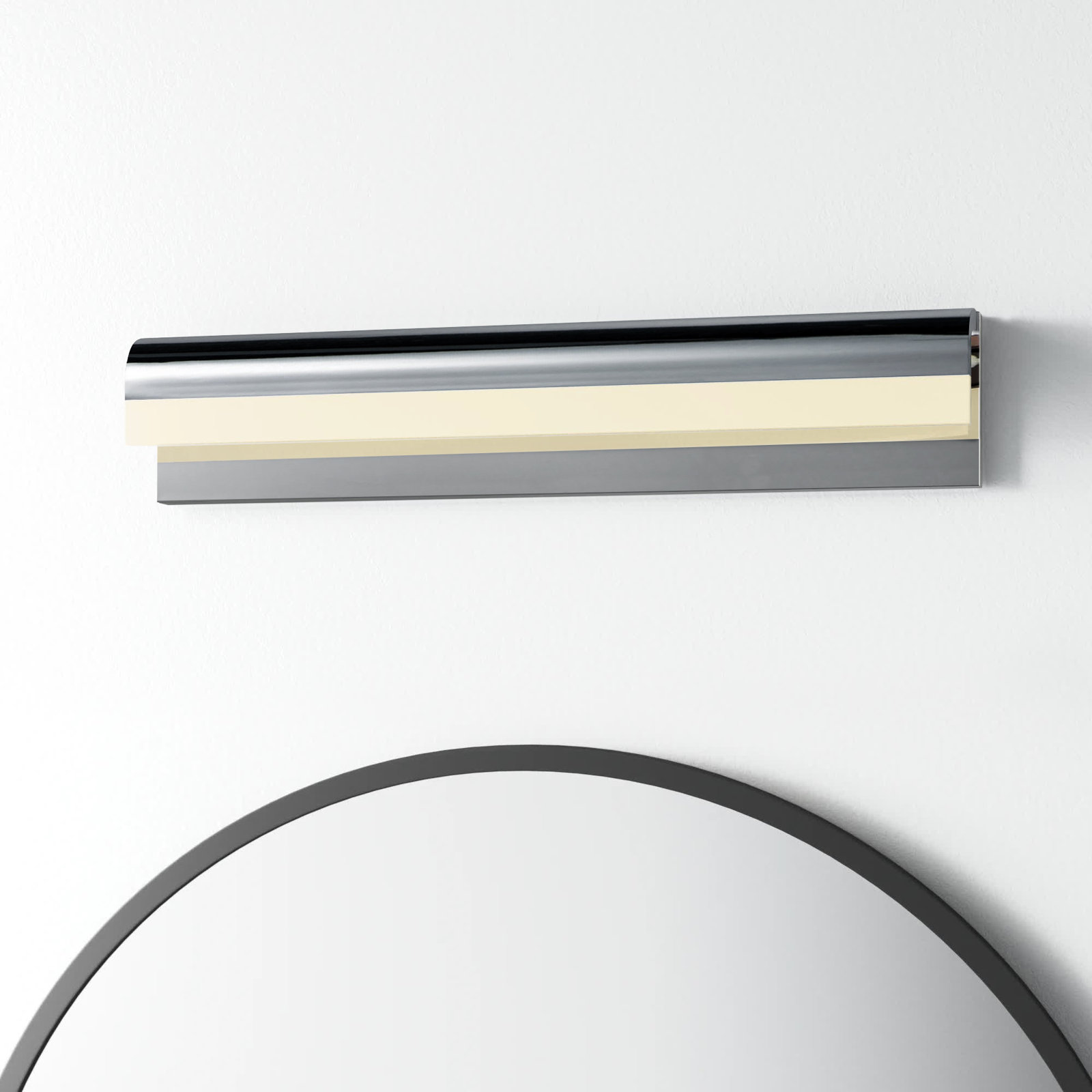 Pelham Single Frosted Dimmable LED Bath Bar, Polished Chrome