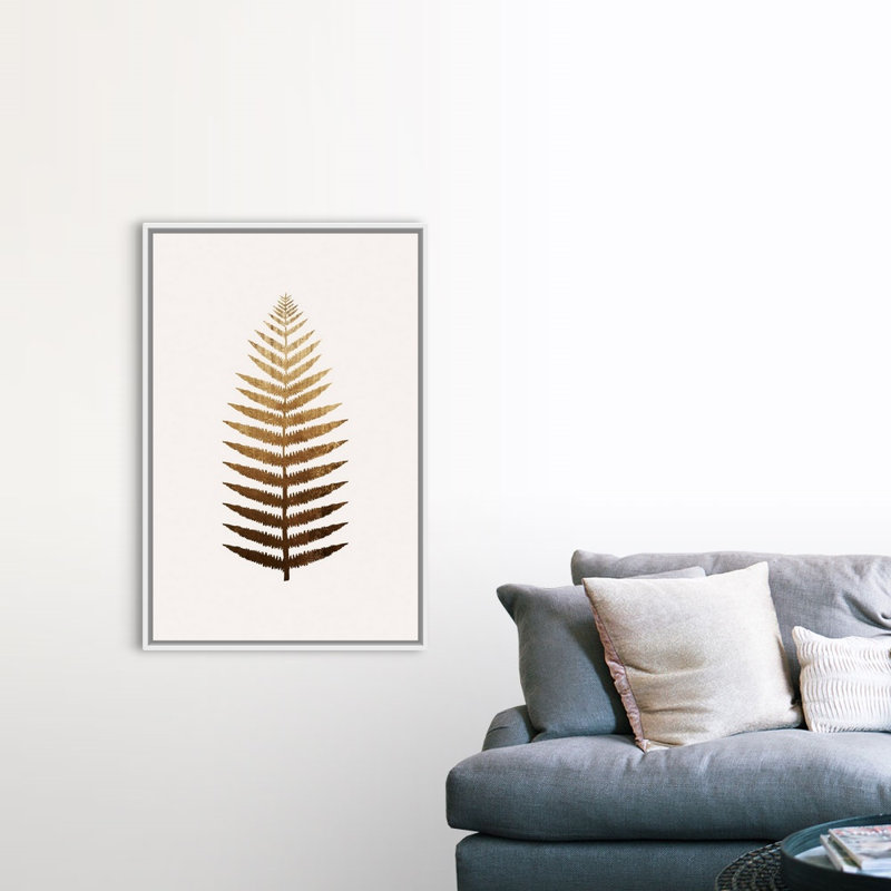 «Golden Leaf No. 7», art mural sur toile, H 50 po x l 34 po, Toile avec cadre blanc