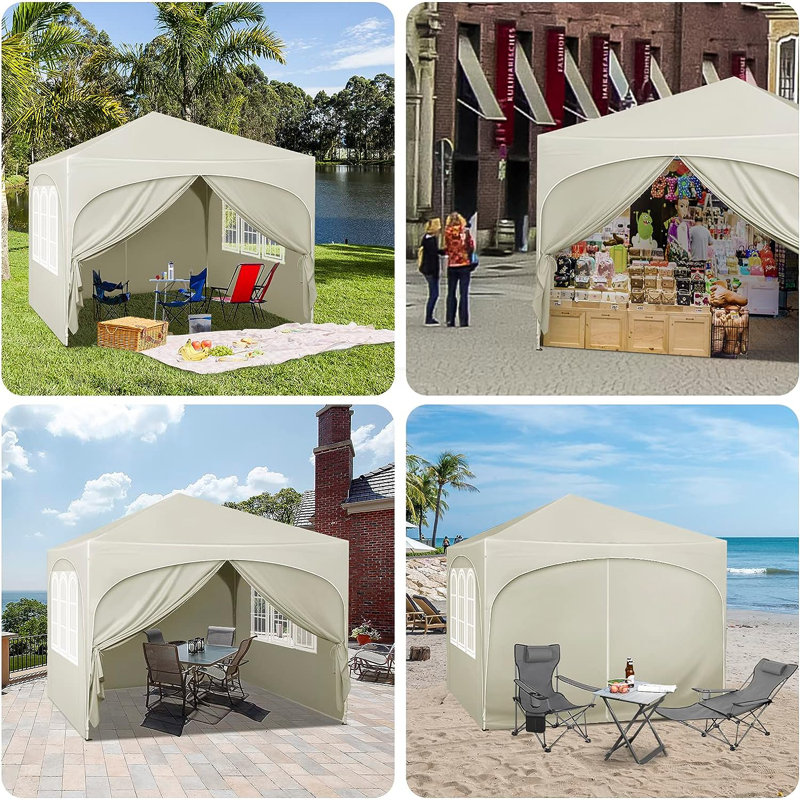 Choncey 3m x 3m Metal Pop-up Gazebo, Beige