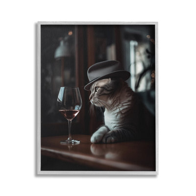 Classy Cat at Bar Framed Giclee Art by Ziwei Li