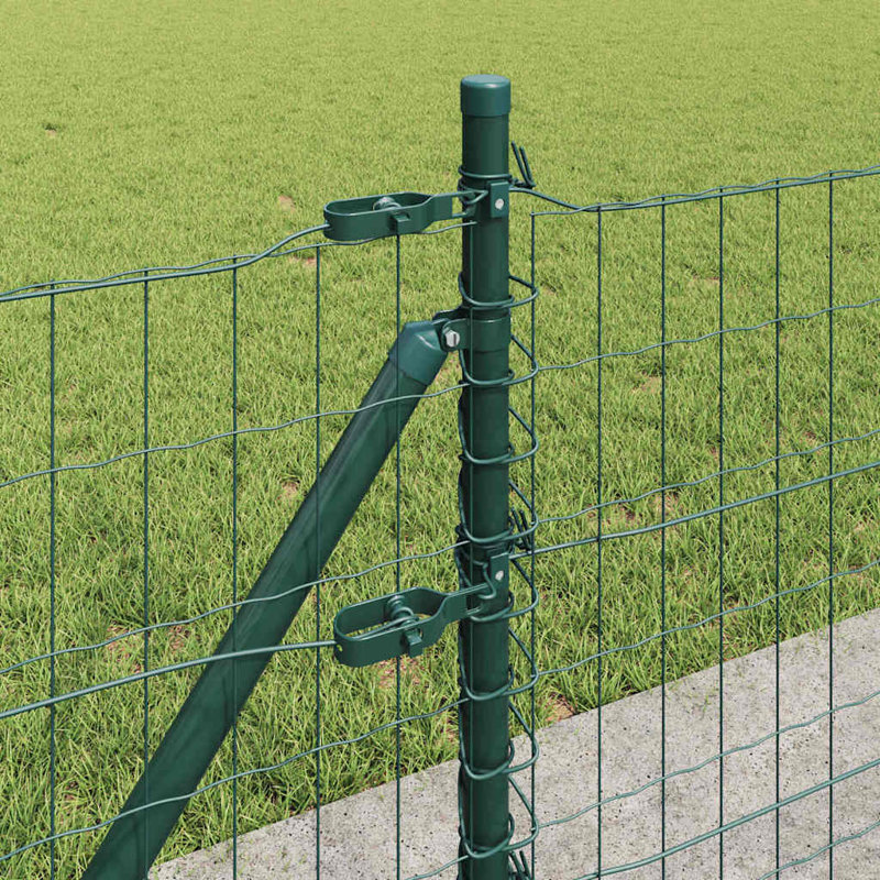 Vidaxl Fence With Posts Steel, Green, 60cm H x 5000cm W x 3.2cm D