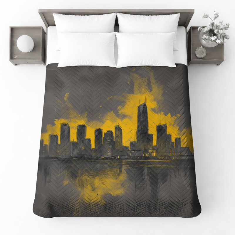Couvre-lit matelassé Urban Cityscape, Double