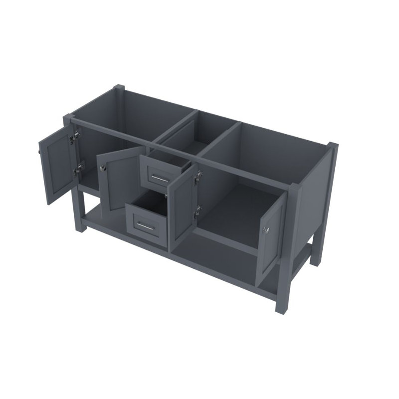 Base de meuble-lavabo double 59 po Wilmington seulement, gris