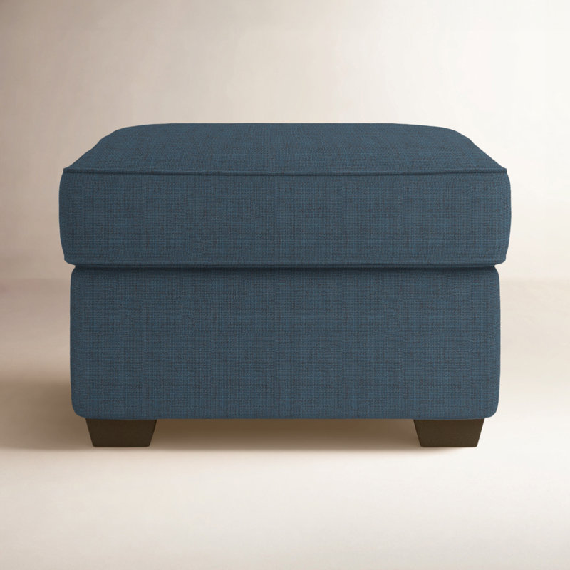 Gemi Upholstered Ottoman, Zuma Navy Textured Linen