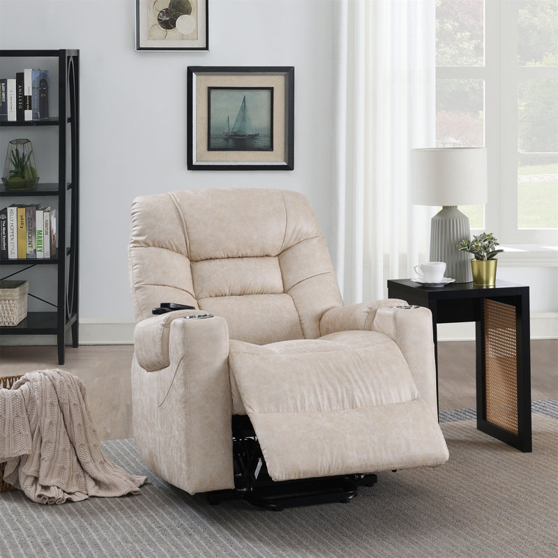 Fauteuil inclinable électrique en cuir ivoire Ai