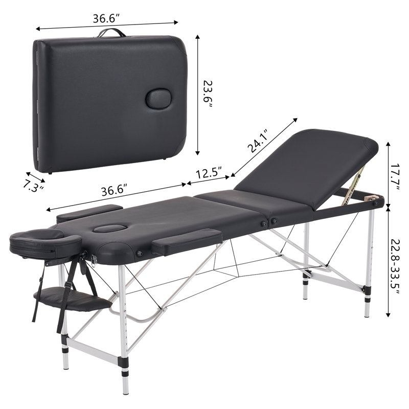 84'' Black Aluminum Adjustable Folding Massage Table