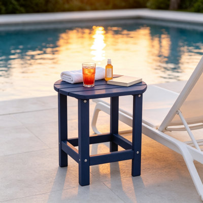 Table de bout carrée en PEHD résistante aux intempéries, table d'appoint de patio de style Adirondack pour la pelouse, le jardin et la piscine