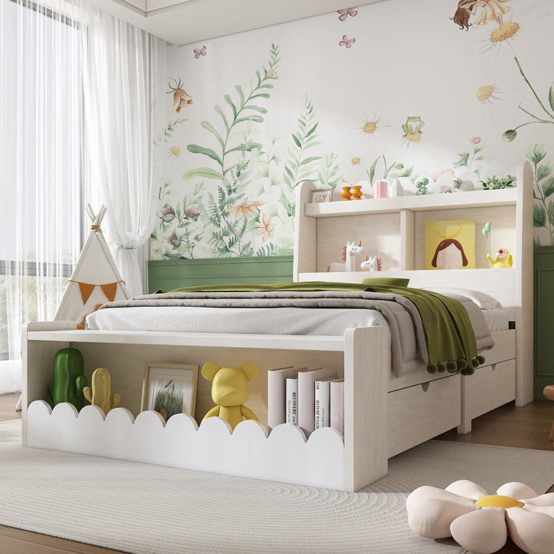 Auvianna Bed with 2 Drawers and Bench, 90 x 190cm
