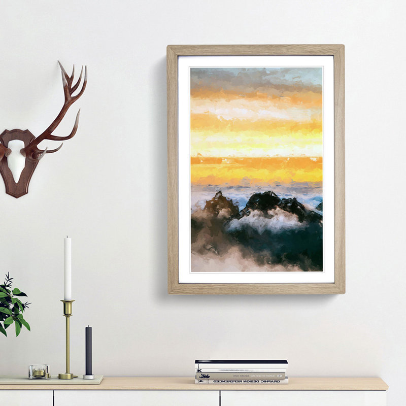 Mountain Peaks in Abstract - Framed Print, Oak Framed, 36cm H x 27cm W x 2cm D