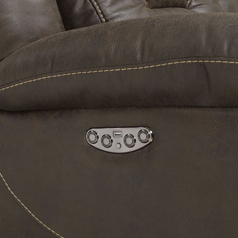 Aprill Upholstered 86'' Reclining Sofa, Brown Faux Faux leather