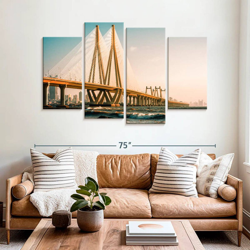 Lilie Bandra-Worli Sea Link au crépuscule, H 42 po x l 68 po