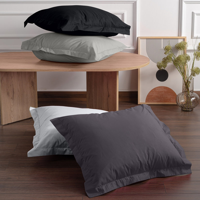 Premium Oxford Pillowcase Set (2 Pieces), Black, 19.7 x 31.5 inches | 100% Cotton Ranforce, 145 Thread Count | Envelope Closure, Soft & Durable | Machine Washable, Perfect for Luxurious Bedding Experience