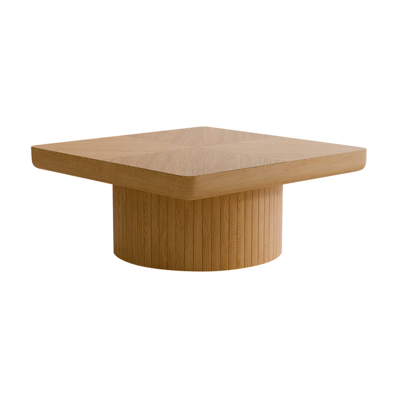 Table basse carrée 34,6 po pour le salon (table incluse seulement), Bois naturel