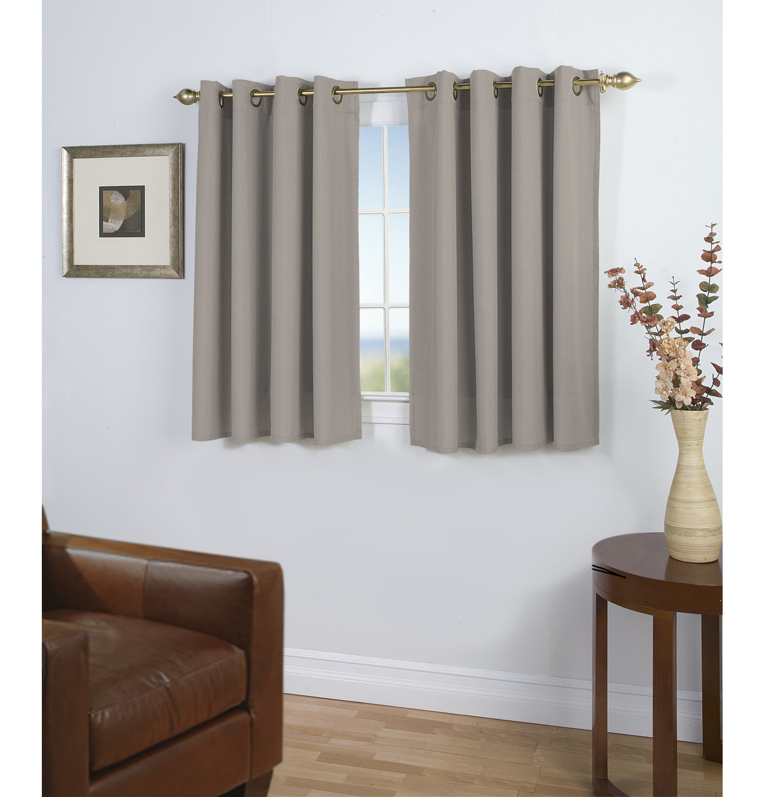 Lakeland Room Darkening Short Curtain Panel, Gray, 56" W x 45" L