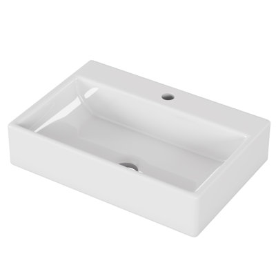 Évier vasque carré en céramique 20,6 po - Bassin de comptoir blanc de qualité supérieure